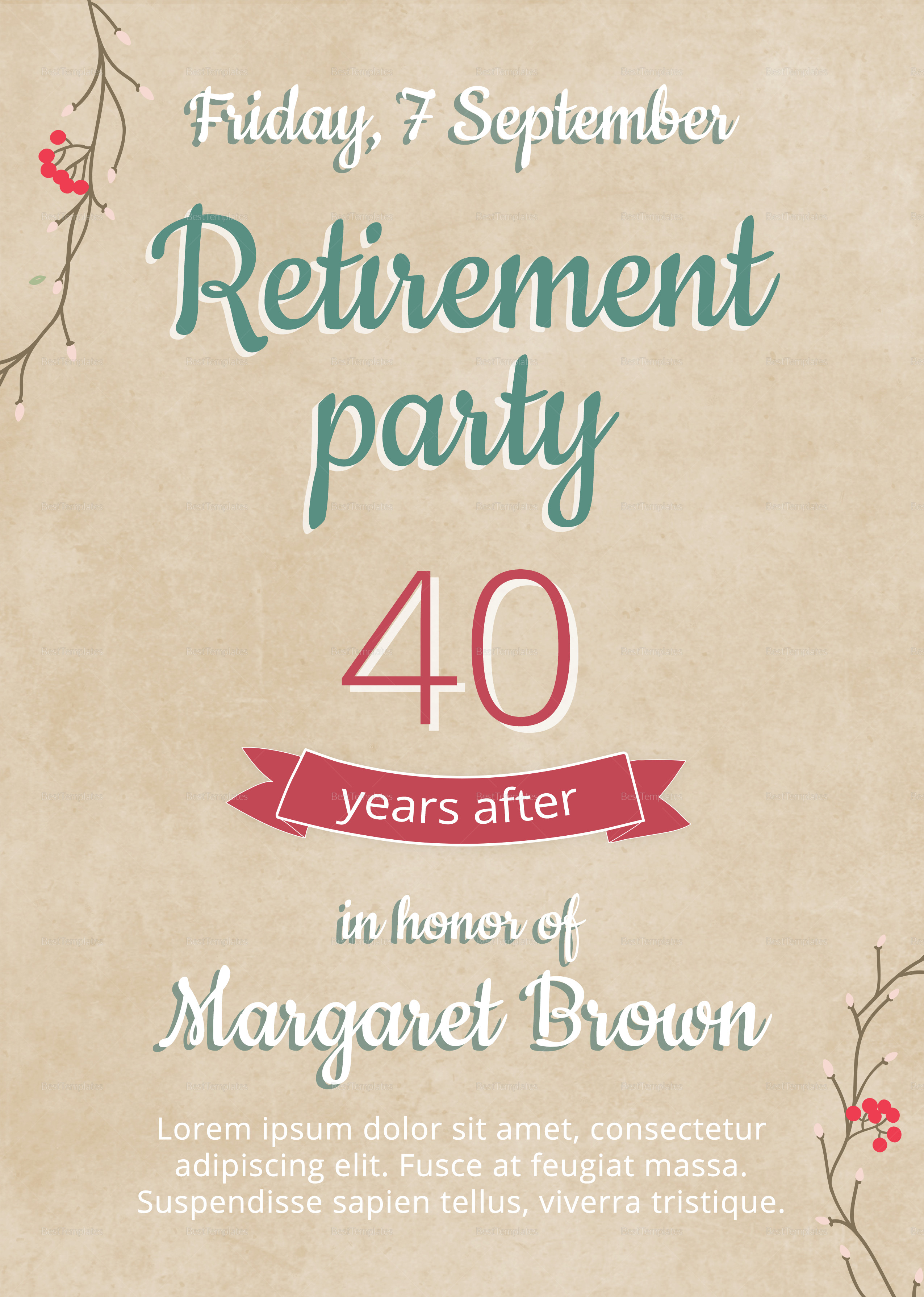 Retirement Party Flyer Templates Retirement Party Flyer Design Template In Psd Word