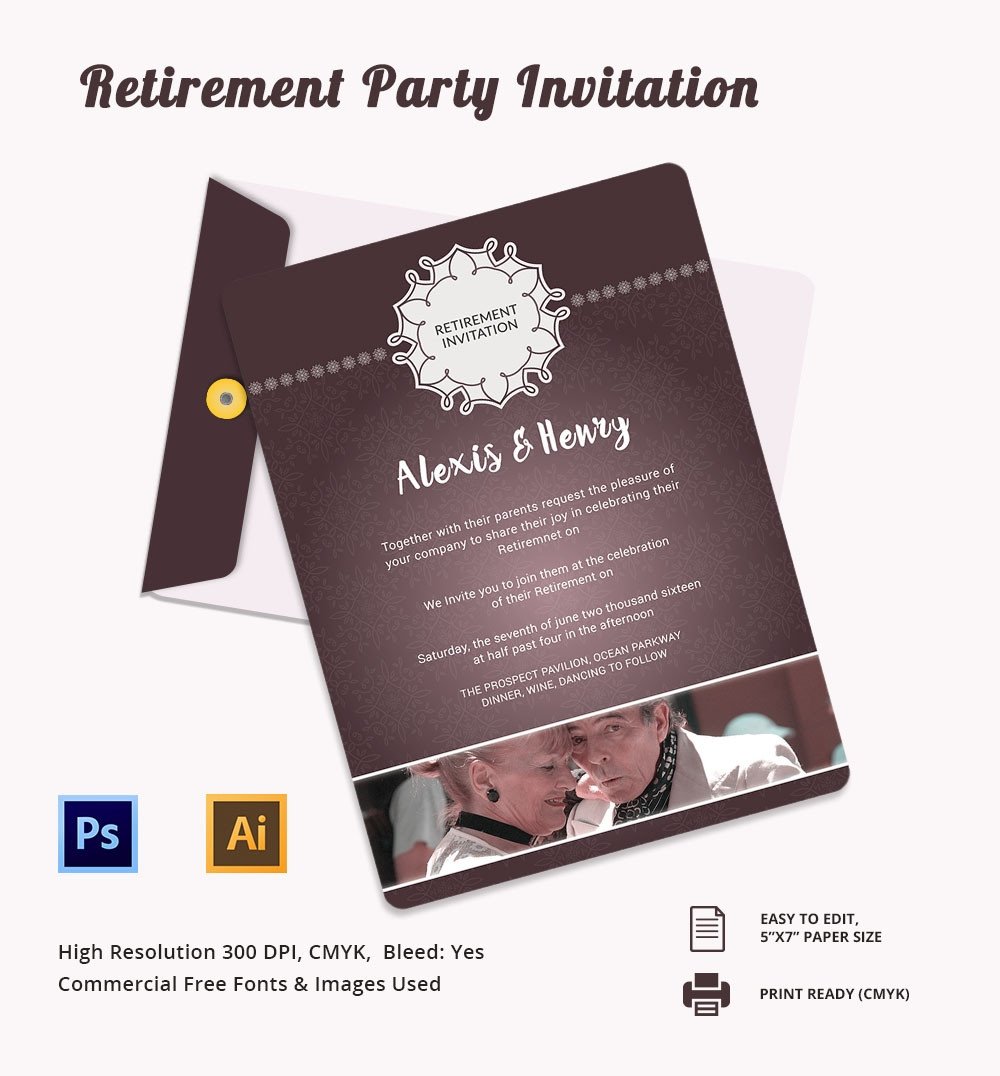 Retirement Party Invite Template Retirement Party Invitation Template – 36 Free Psd format