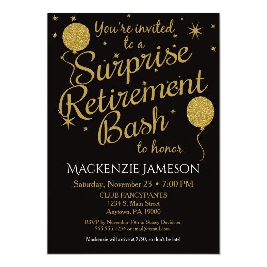 Retirement Party Invite Template Surprise Retirement Party Invitation Gold Balloons