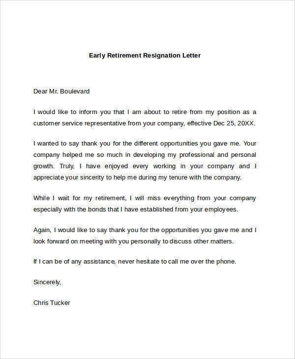 Retirement Resignation Letters Samples Sample Retirement Resignation Letter 9 Documents In Pdf