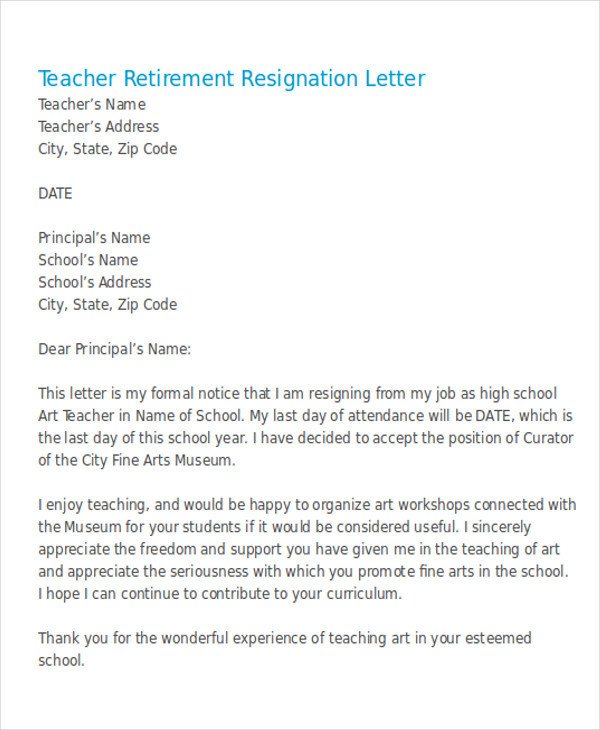 Retiring Letter Of Resignation 30 Resignation Letter Examples