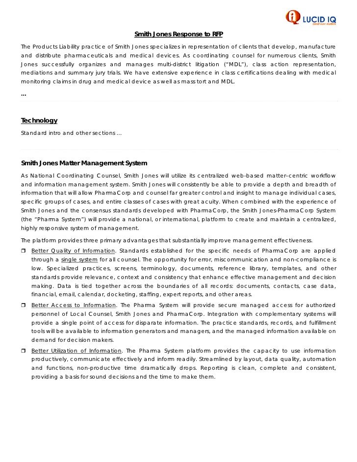 Rfp Response Template Information Technology Sample Rfp Response