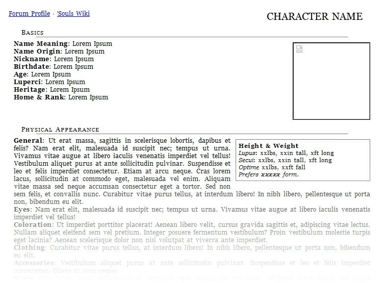 Roleplay Character Sheet Template Character Bio Template