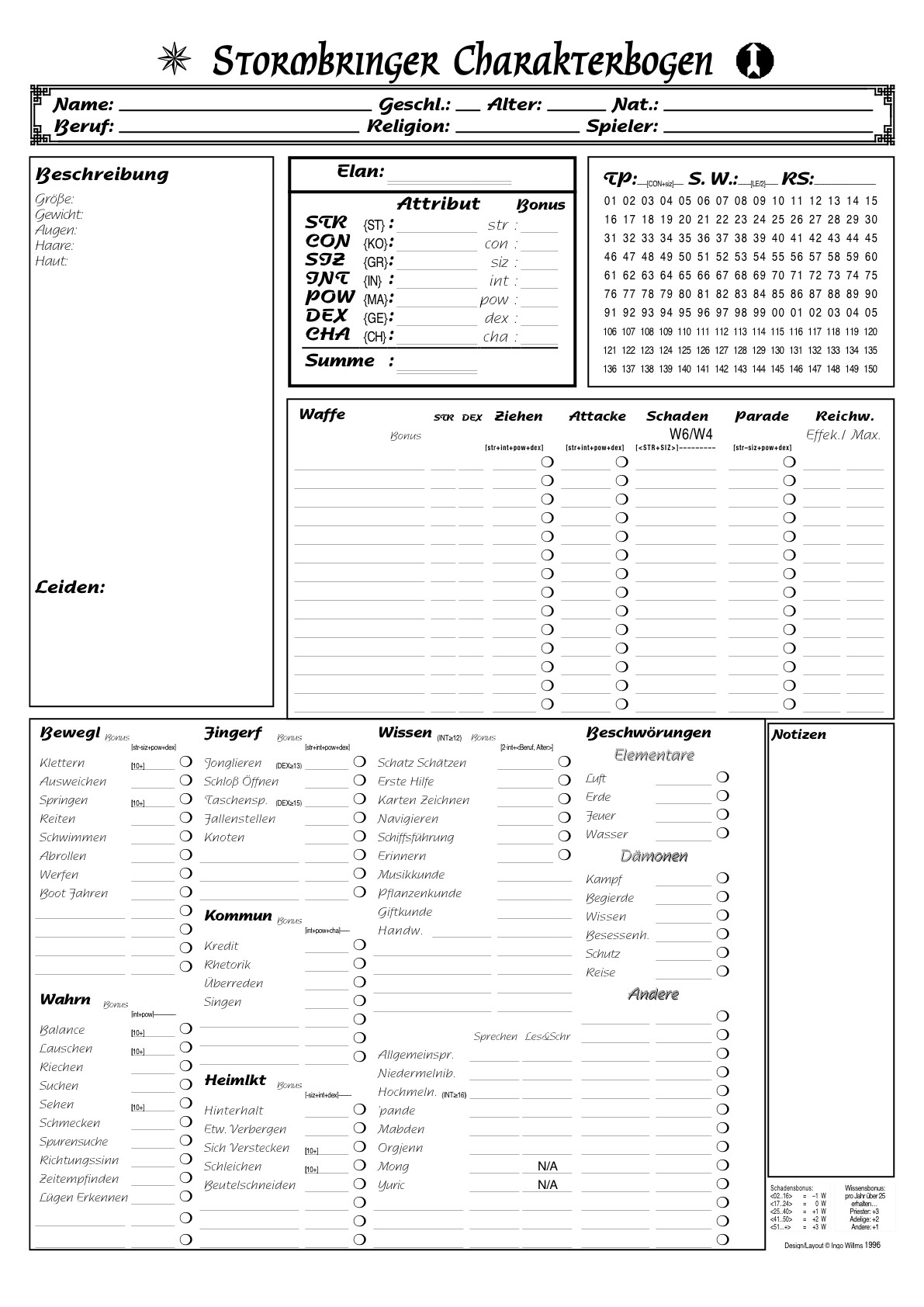 Roleplay Character Sheet Template Character Sheet