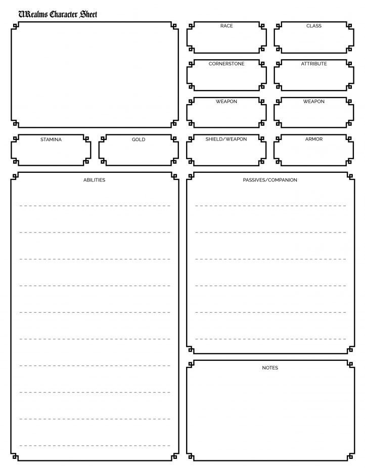 Roleplay Character Sheet Template Character Sheet Template