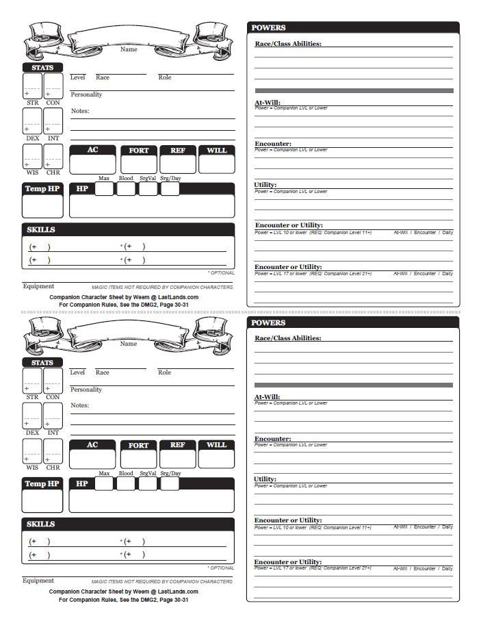 Roleplay Character Sheet Template Dungeons and Dragons Character Sheets