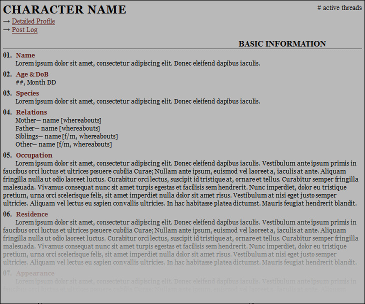 Roleplay Character Sheet Template Free Roleplay Character Sheet Templates