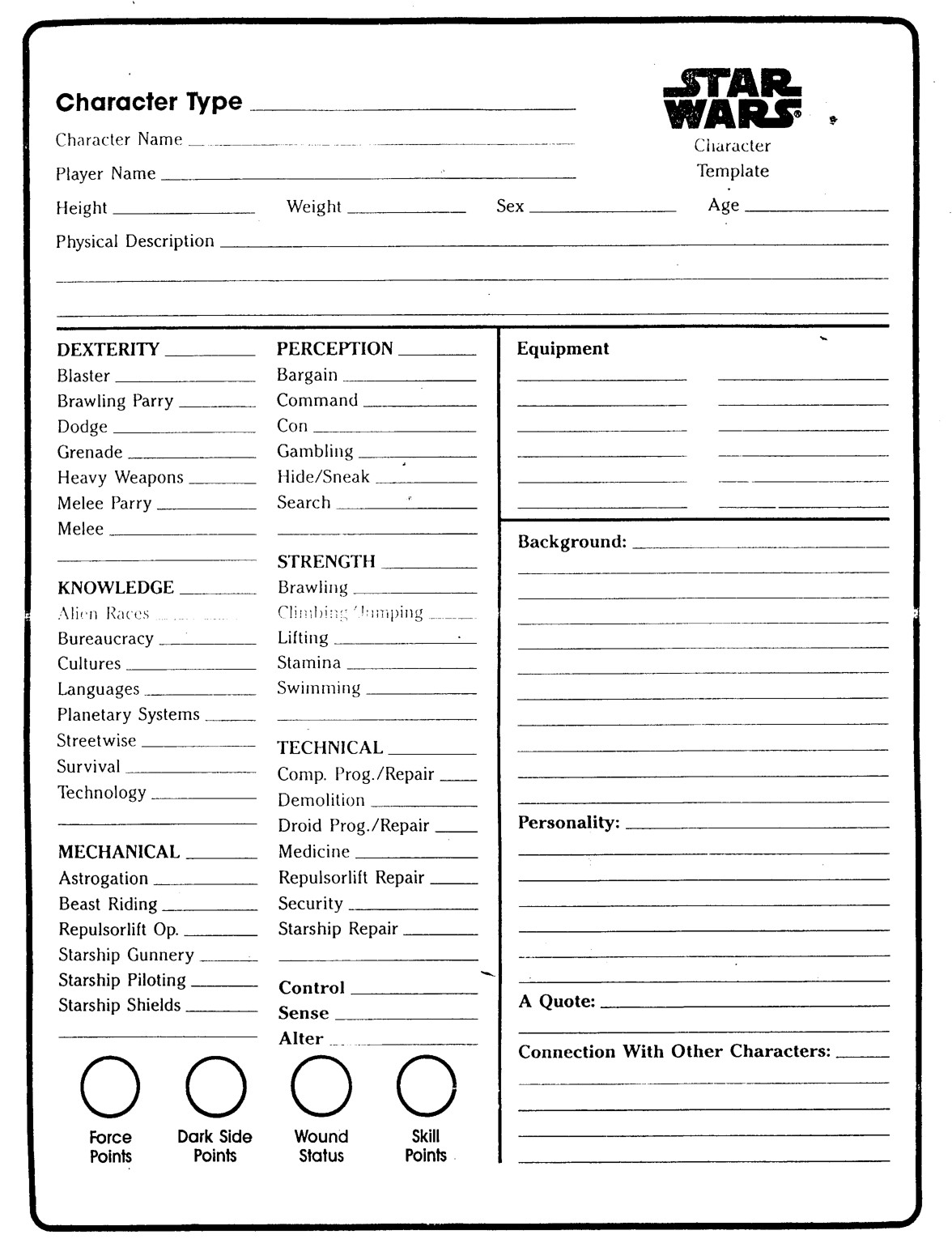 Roleplay Character Sheet Template Rpg Sheets