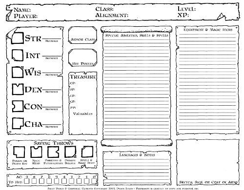 Rpg Character Sheet Template Character Sheets