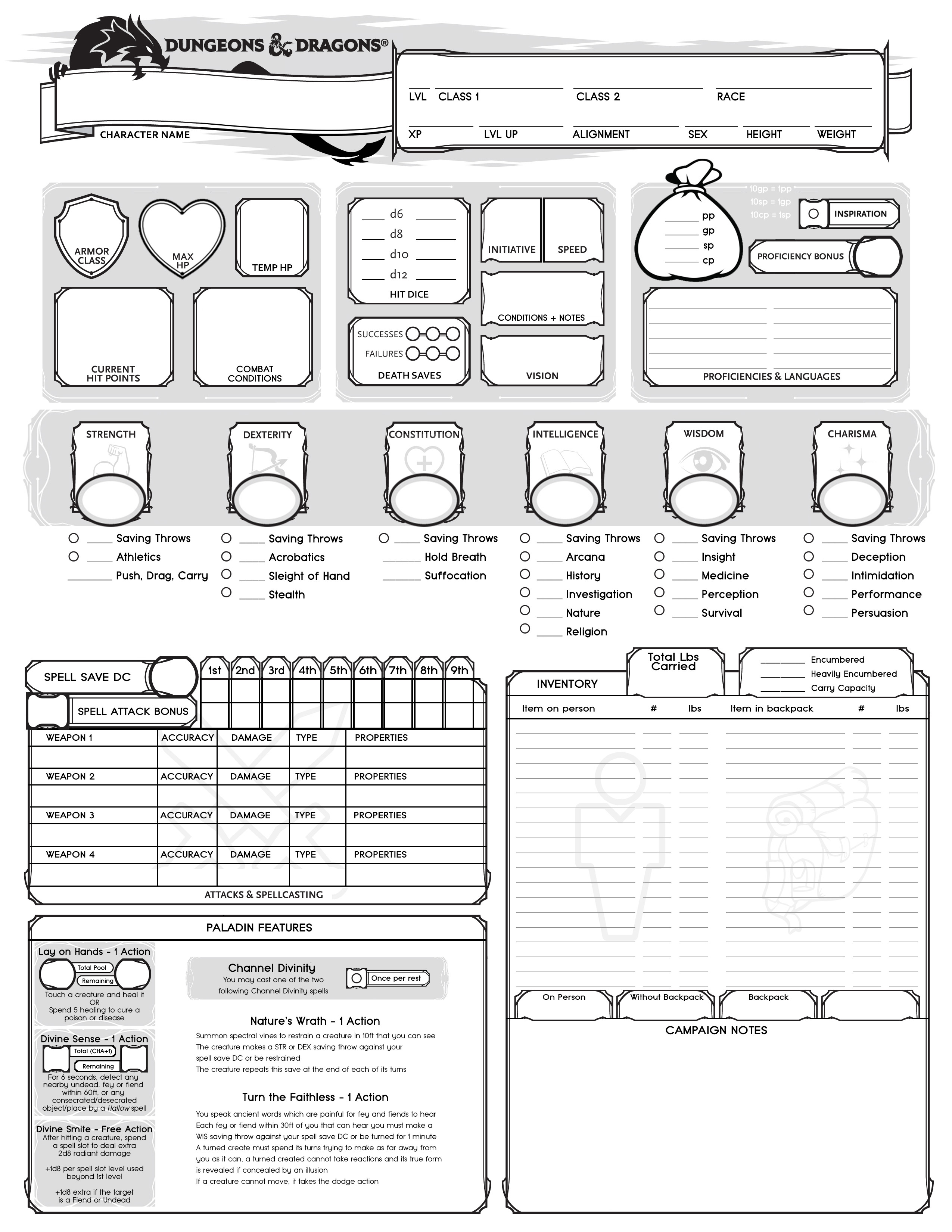 Rpg Character Sheet Template D&amp;d Campaign Were