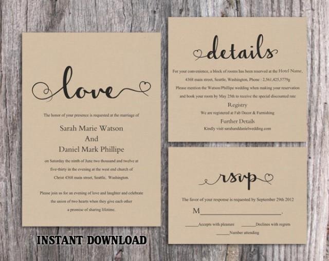 Rustic Wedding Invitation Templates Diy Burlap Wedding Invitation Template Set Editable Word
