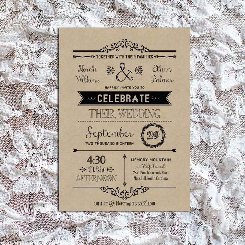 Rustic Wedding Invitation Templates Vintage Rustic Diy Wedding Invitation Template