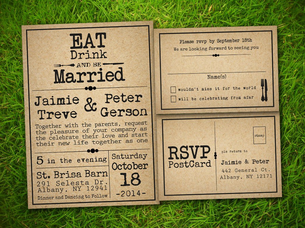 Rustic Wedding Invites Templates Etsy Template1
