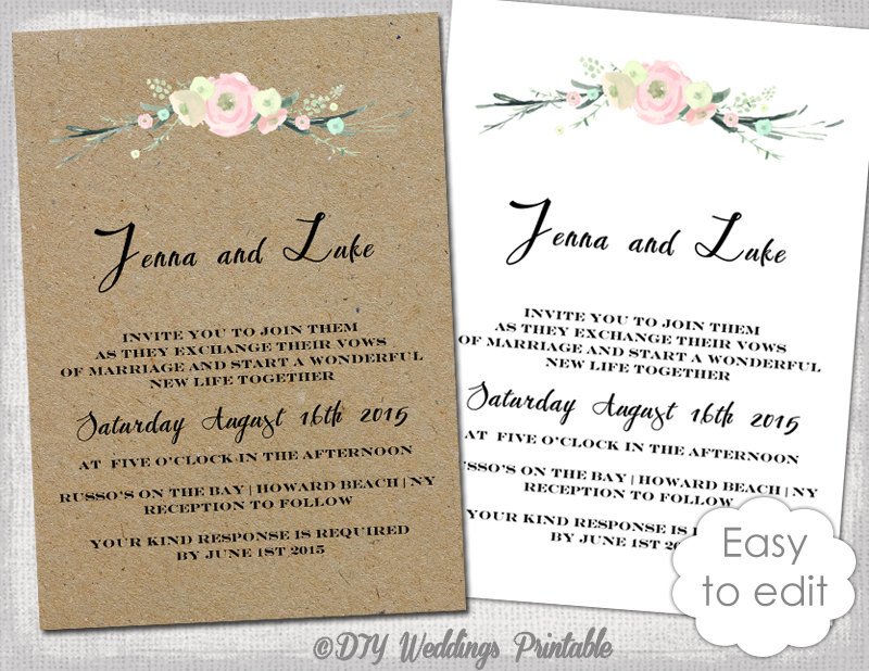 Rustic Wedding Invites Templates Printable Rustic Wedding Invitation Template Rustic