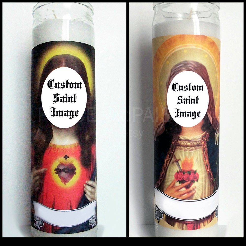 Saint Candle Template Custom Prayer Candle Saint Your Choice Pop Culture