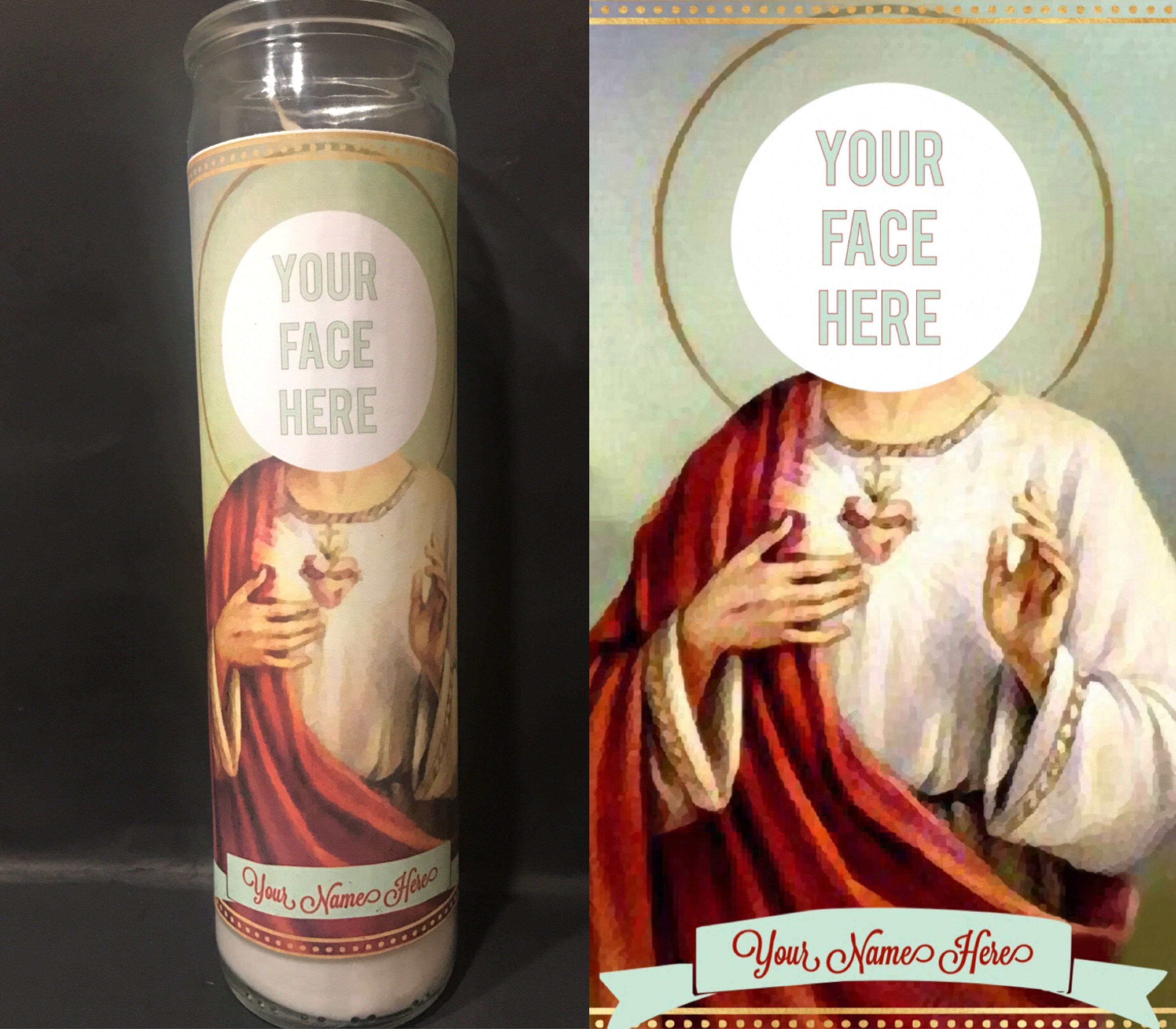 Saint Candle Template Personalized Custom Devotional Prayer Saint Candle E Face
