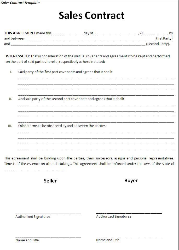 Sales Agreement Template Word Pin by Nicole Garner On form