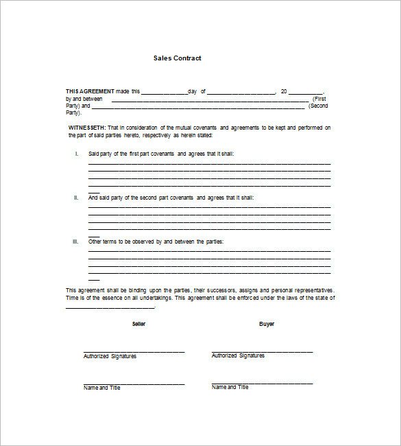 Sales Agreement Template Word Sales Contract Template – 12 Free Word Pdf Documents