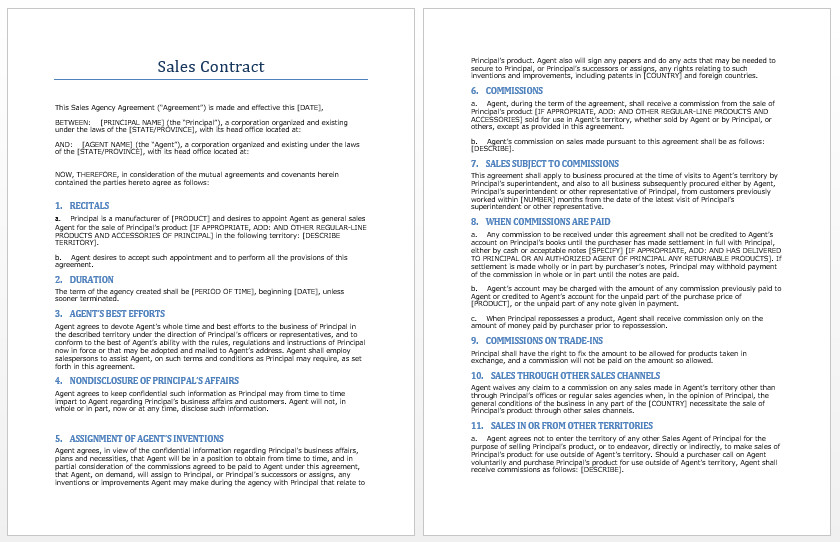 Sales Agreement Template Word Sales Contract Template Microsoft Word Templates