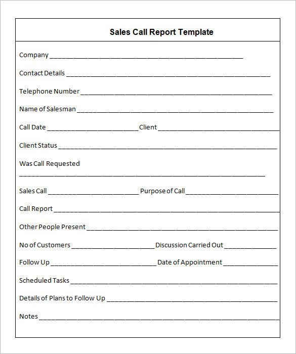 Sales Call Reporting Template 26 Call Report Templates Pdf Word Pages
