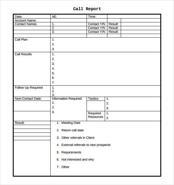 Sales Calls Report Template Sample Sales Call Report 14 Documents In Pdf Word