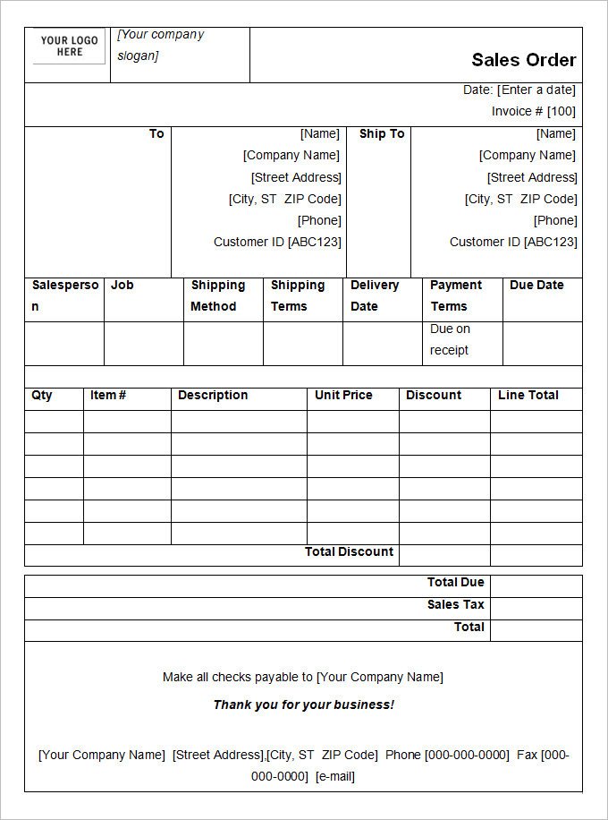 Sales order forms Templates 13 Sales order Templates Word Excel Google Docs