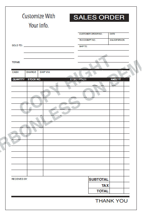 Sales order forms Templates Carbonless forms Templates