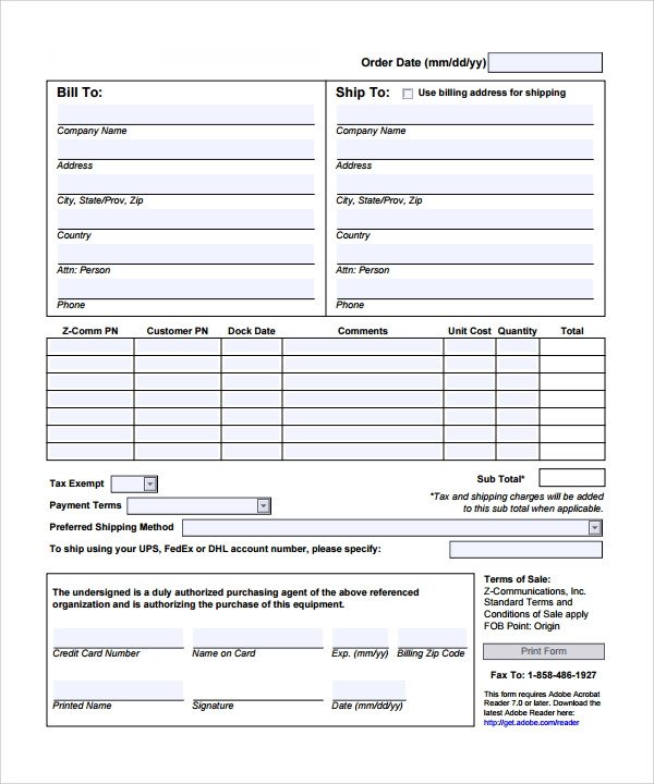 Sales order forms Templates order form Template 23 Download Free Documents In Pdf