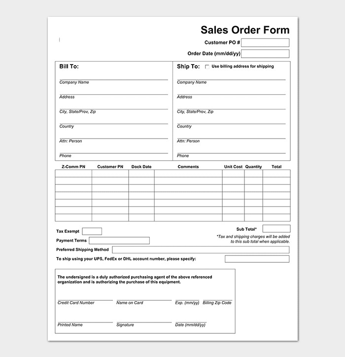 Sales order forms Templates Sales order Template 22 formats &amp; Examples Word Excel