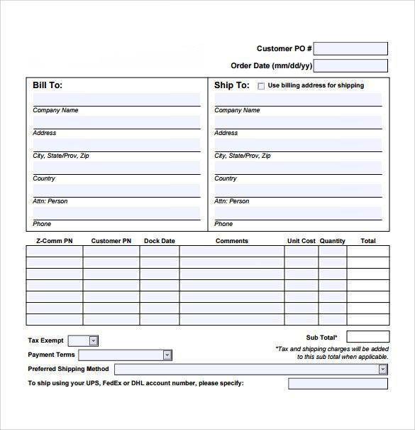 Sales order forms Templates Sample Sales order 6 Example format