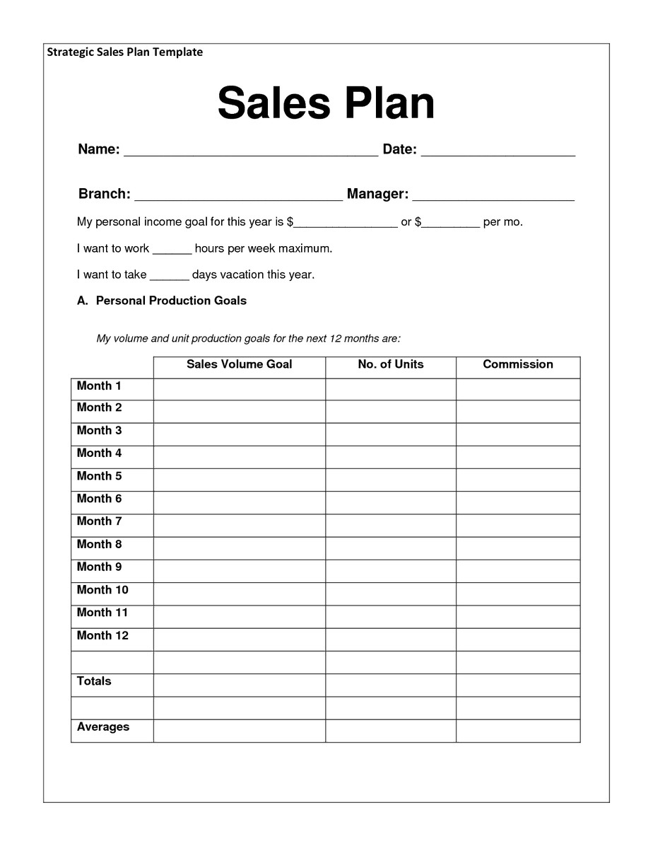 Sales Plan Template Word Sales Plan Templates Word Excel Samples