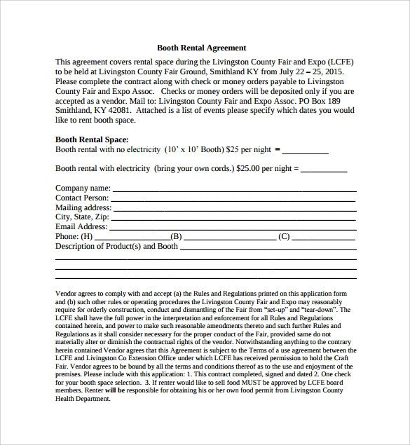 Salon Booth Rental Agreement Booth Rental Agreement 6 Free Documents Download In Pdf