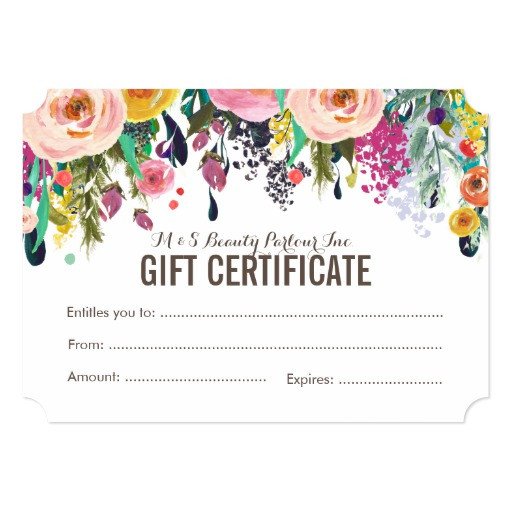 Salon Gift Certificate Templates Painted Floral Salon Gift Certificate Template Card