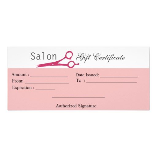Salon Gift Certificate Templates Salon Hair Stylist Cosmetologist Gift Certificate Rack