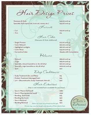 Salon Price List Template 78 Best Images About Salon Pricing On Pinterest