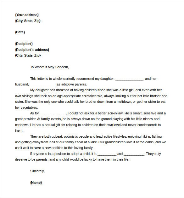 Sample Adoption Reference Letter Free Reference Letter Templates 24 Free Word Pdf