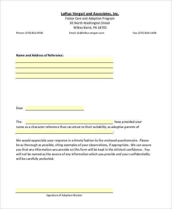 Sample Adoption Reference Letter Sample Re Mendation Letter 8 Examples In Word Pdf