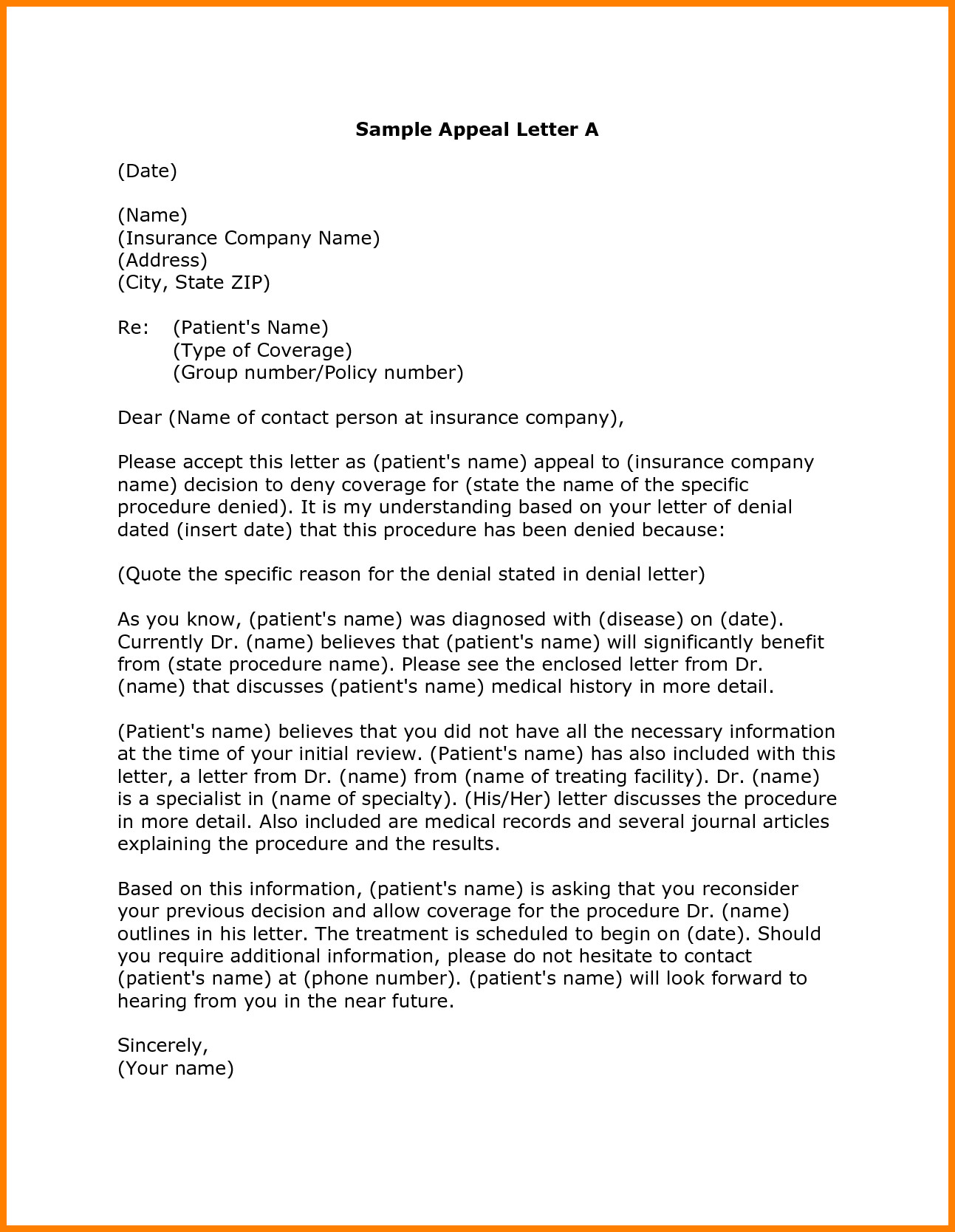 Sample Appeal Letter format 10 Sample Appeal Letter for Reconsideration