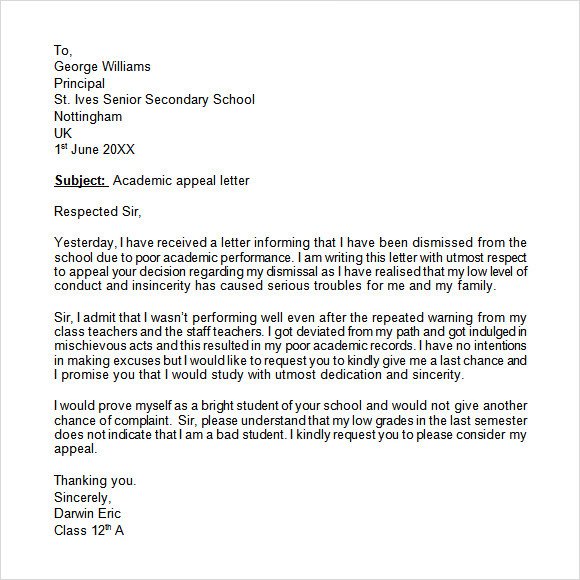 Sample Appeal Letter format Appeal Letter 12 Free Samples Examples format