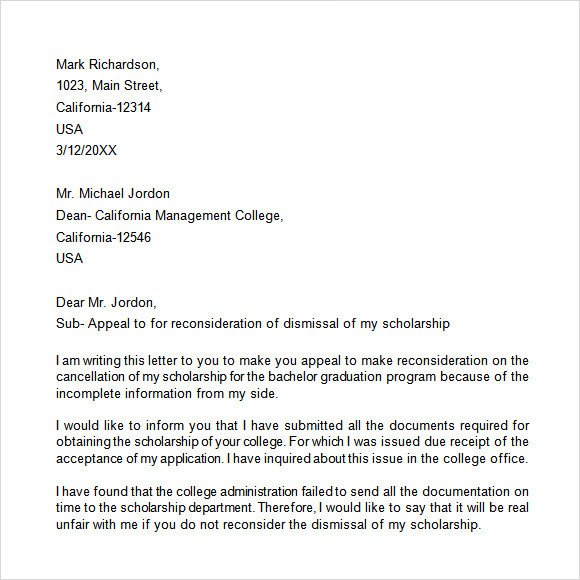Sample Appeal Letter format Appeal Letter 12 Free Samples Examples format