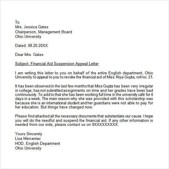 Sample Appeal Letter format Appeal Letter 12 Free Samples Examples format