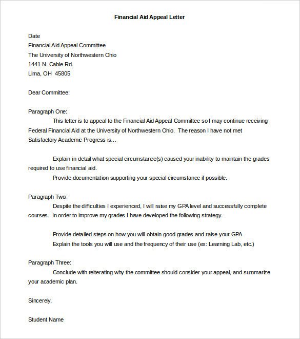 Sample Appeal Letter format Appeal Letter Sample