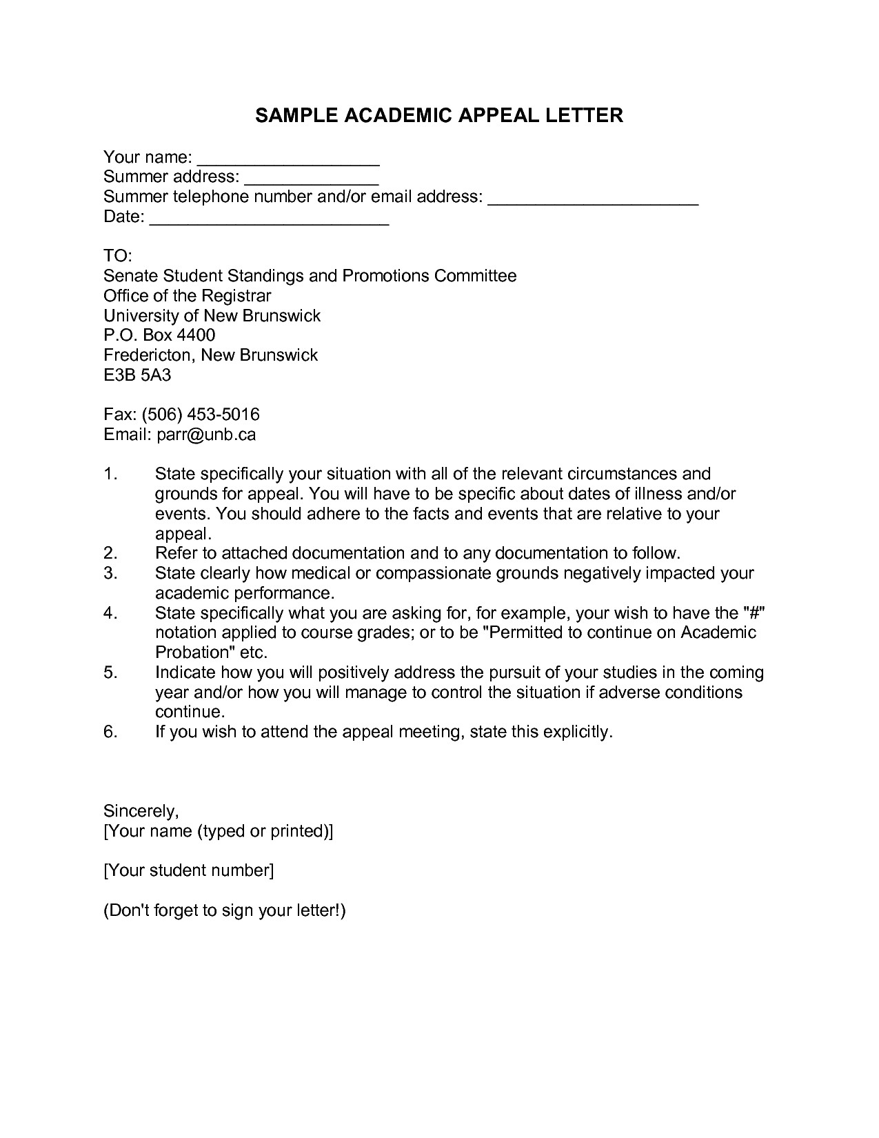 Sample Appeal Letter format Appeal Sample Letter for Financial Aid