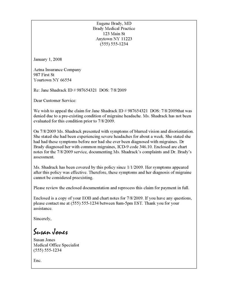 Sample Appeal Letter format Best Aetna Provider Claim Resubmission Reconsideration