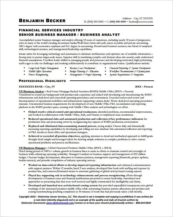 Sample Business Analyst Resume Business Analyst Resume Template – 15 Free Samples