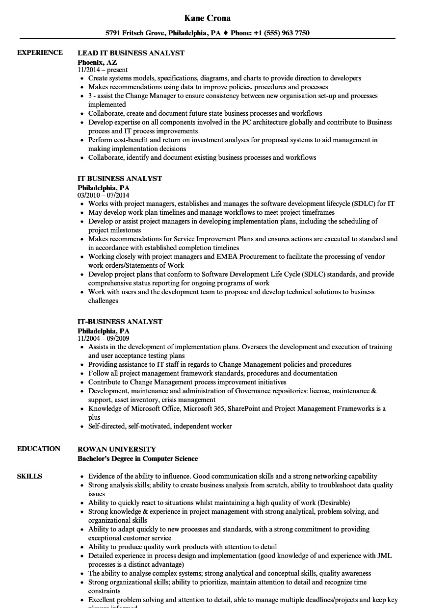 Sample Business Analyst Resume It Business Analyst Resume Samples