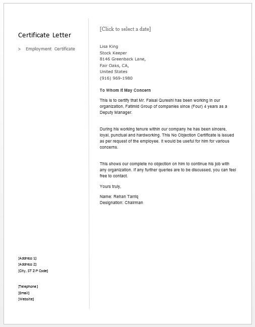 Sample Certificate Of Employment Sample Request Letter for Certificate Employment and