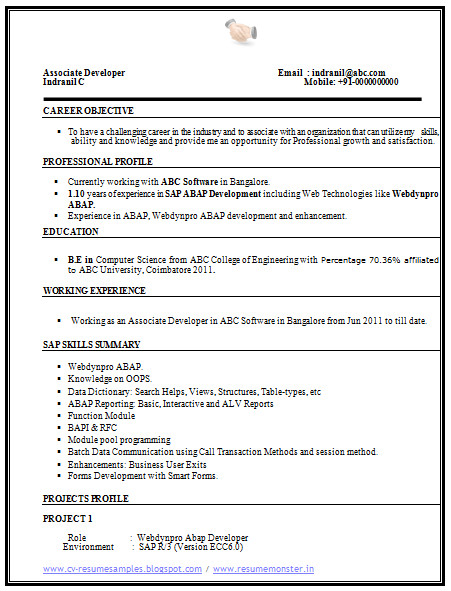 Sample Computer Science Resume Over Cv and Resume Samples with Free Download