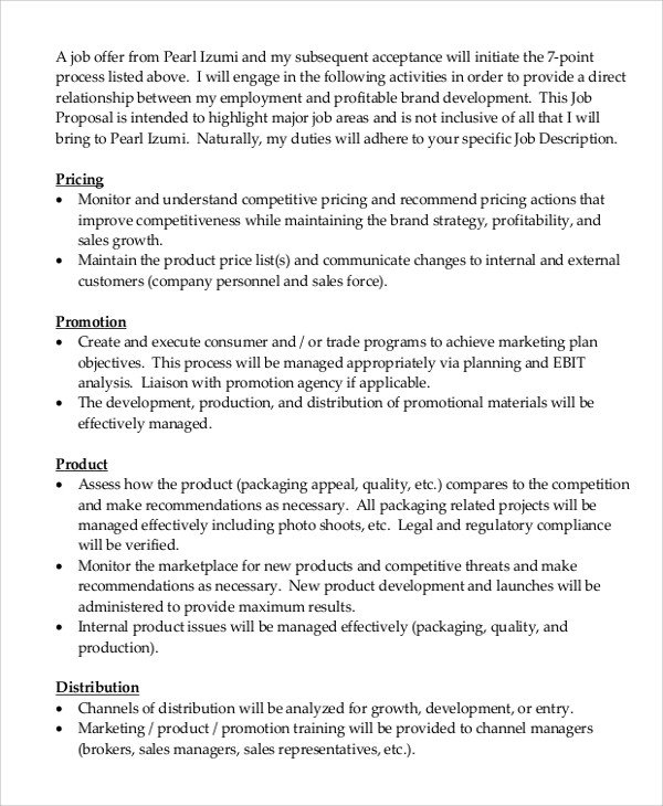 Sample Job Proposal Template Sample Job Proposal 5 Examples In Word Pdf
