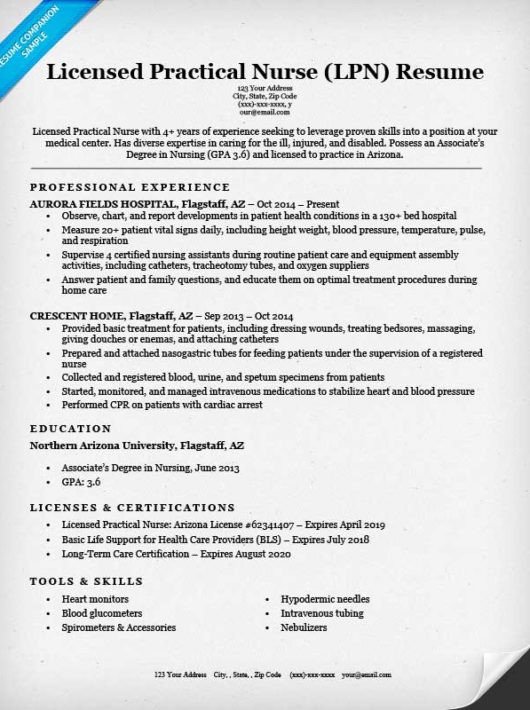 Sample Nursing Student Resume Licensed Practical Nurse Lpn Resume Sample &amp; Tips